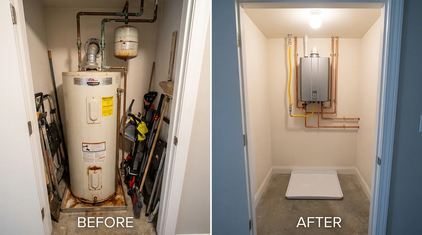 Tank water heater versus wall-mounted tankless unit comparison for Prineville, OR homeowners