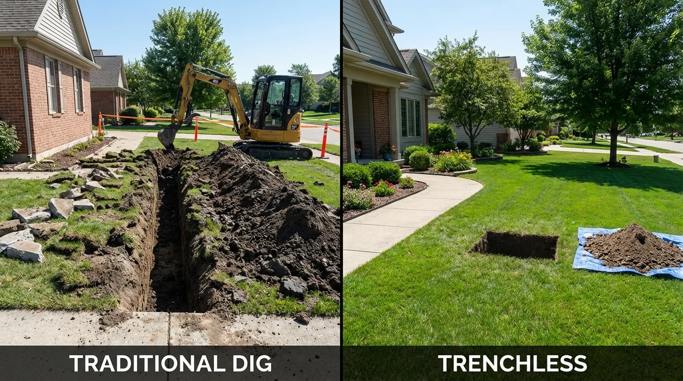 Trenchless sewer repair with minimal yard damage versus traditional excavation in Prineville, OR